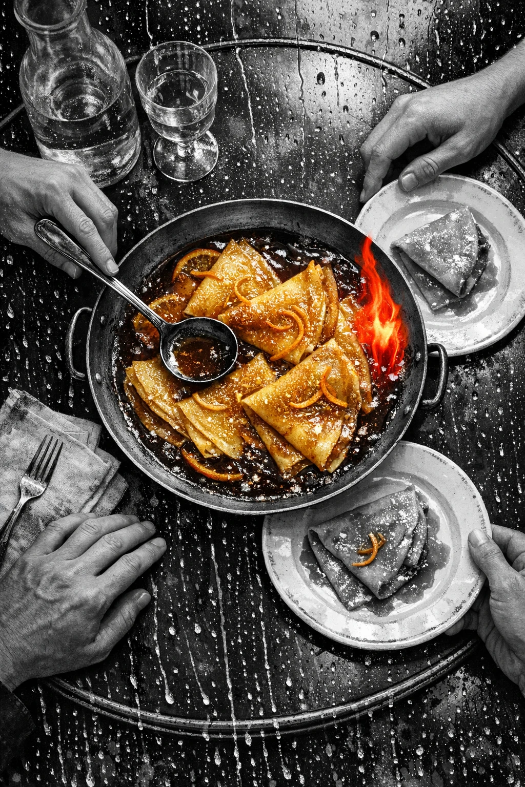 Crepes Suzette with Tableside Flambe Drama