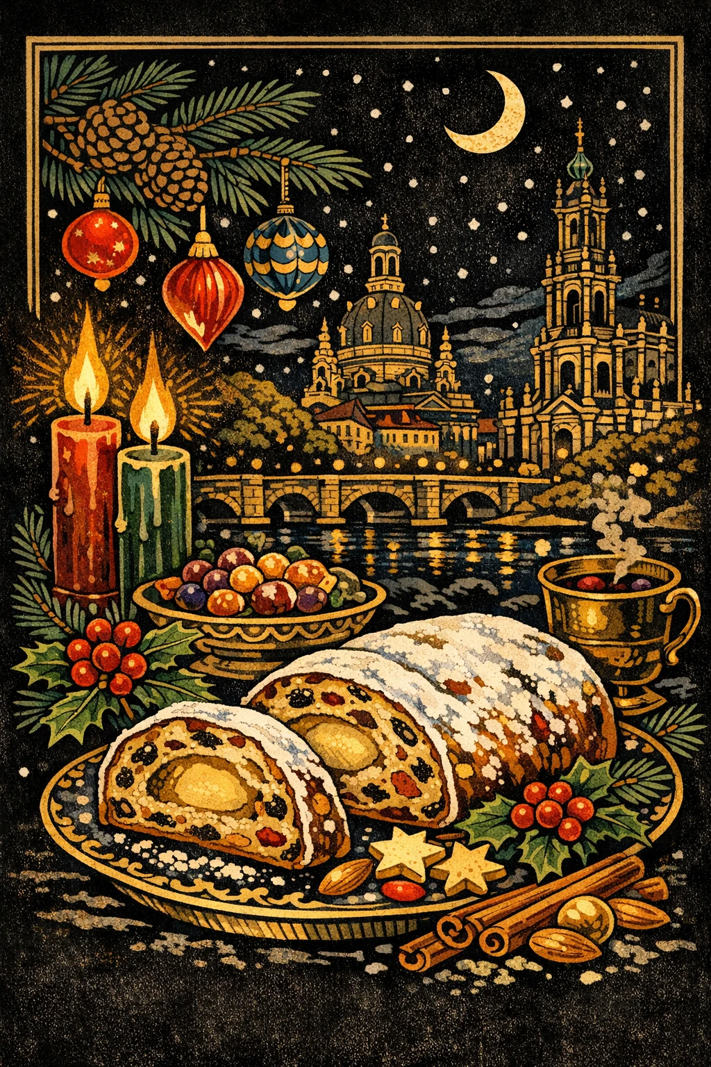 Dresdner Christstollen: Christmas Fruit Bread with Marzipan Center
