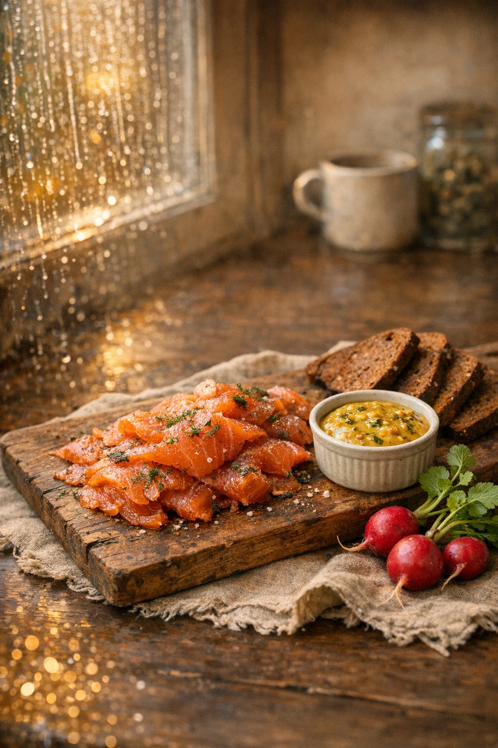 Gravlax: Dill-Cured Salmon with Hovmastarsas Mustard Sauce
