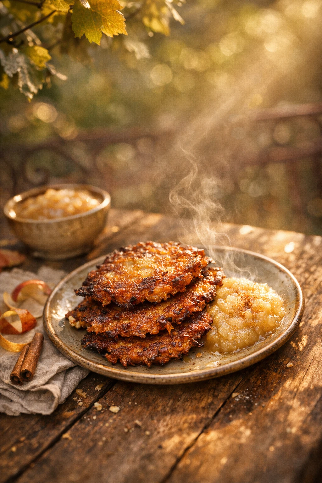 Kartoffelpuffer: Crispy German Potato Pancakes with Homemade Applesauce