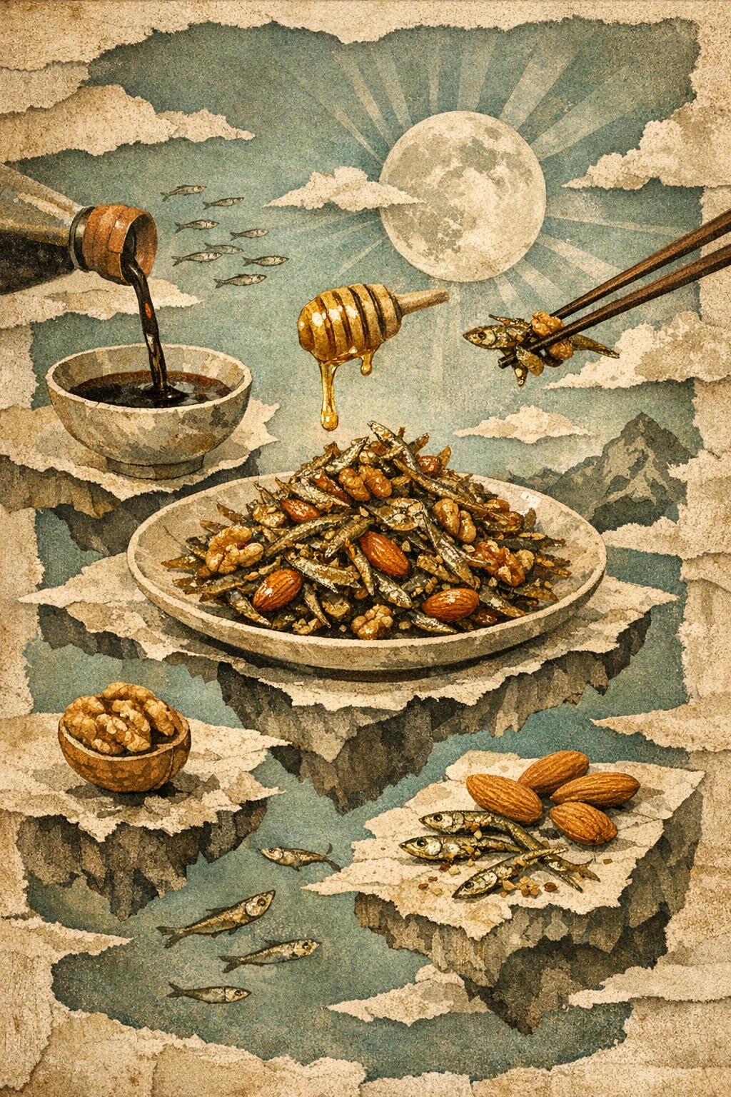 Myeolchi Bokkeum: Stir-Fried Anchovies with Walnuts and Almonds