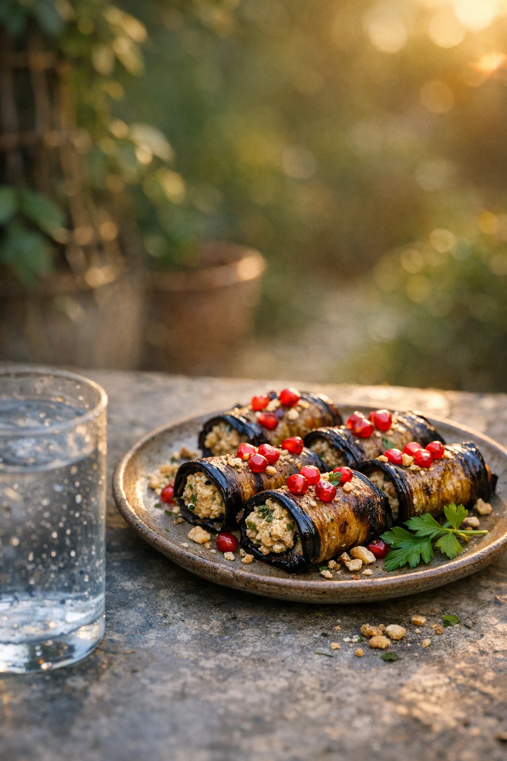 Badrijani Nigvzit: Walnut-Stuffed Eggplant Rolls