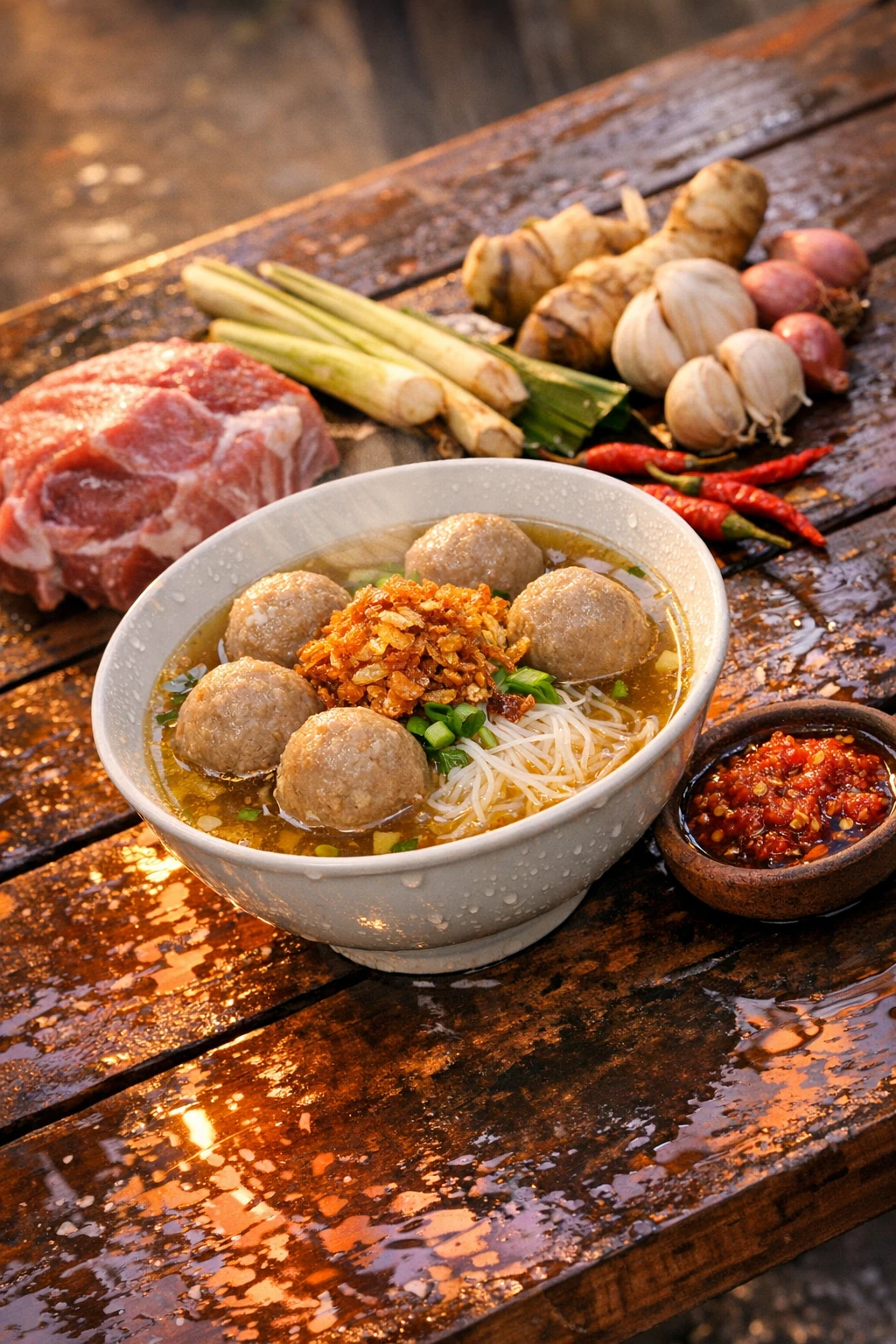 Bakso Malang: Hand-Pounded Beef Meatball Soup with Clear Aromatic Broth
