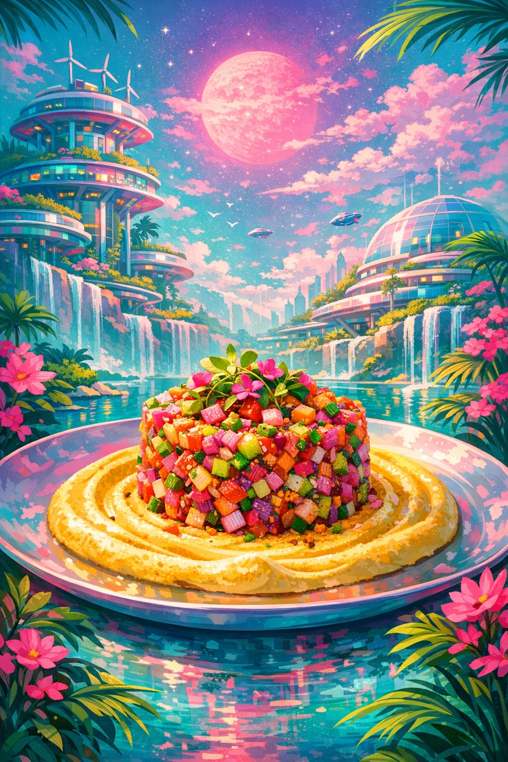 Berbere Masala Spring Tartare: Raw Vegetable Jewels with Golden Cashew Cream