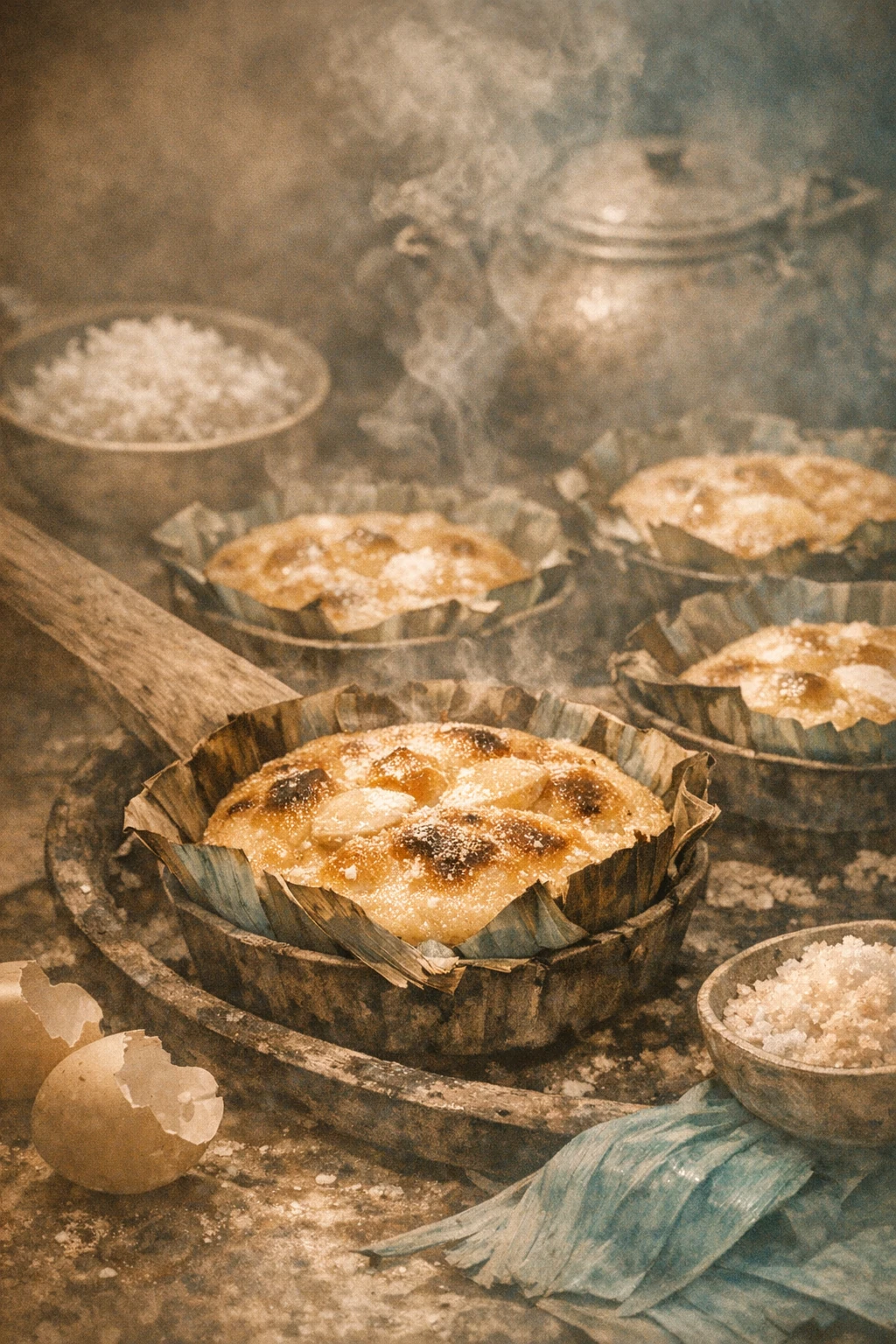 Bibingka: Coconut Rice Cake Baked on Banana Leaves