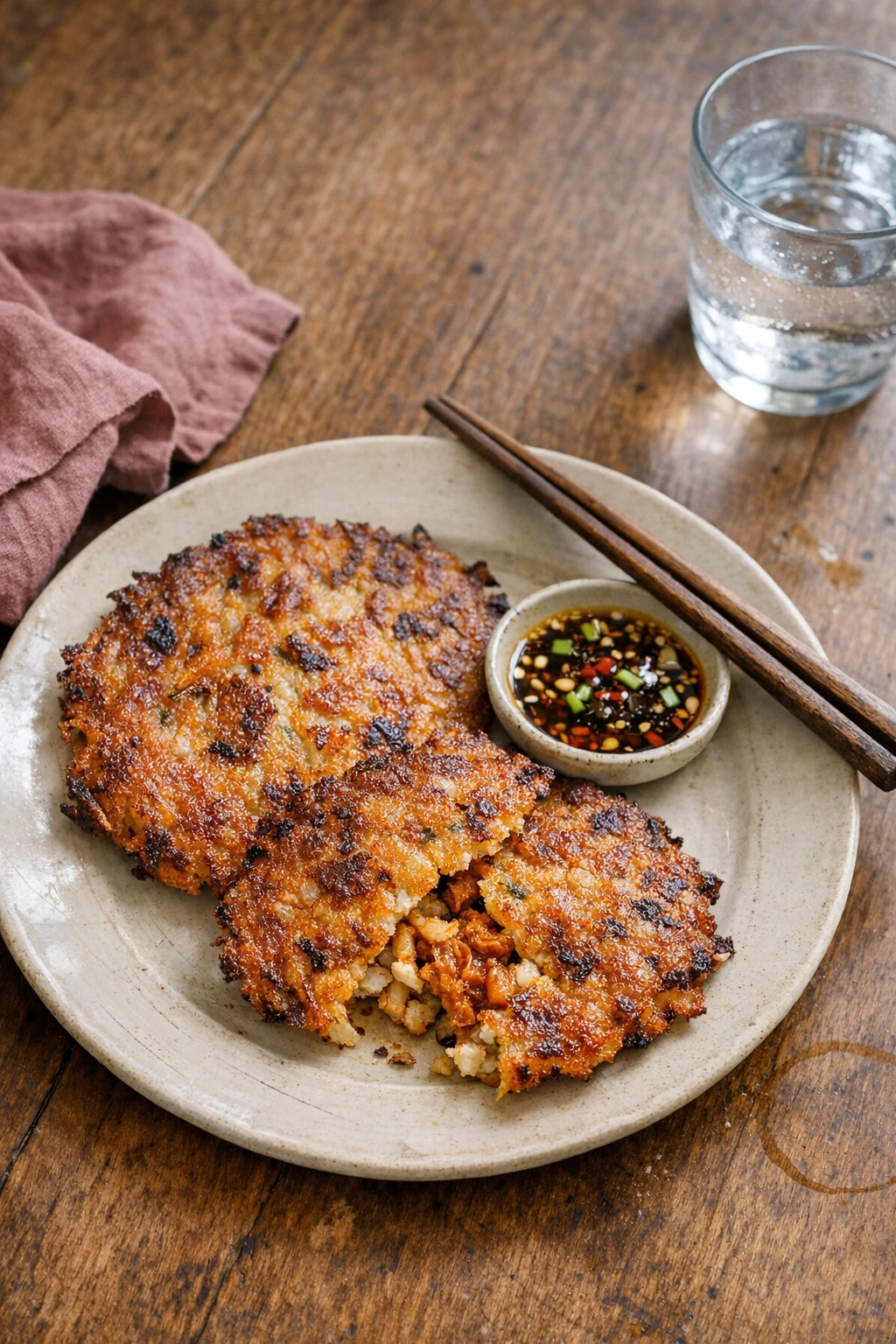 Bindaetteok: Crispy Mung Bean Pancakes with Aged Kimchi