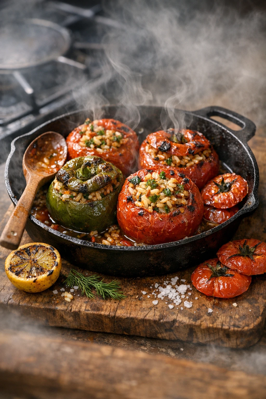 Gemista: Greek Rice-Stuffed Tomatoes and Peppers