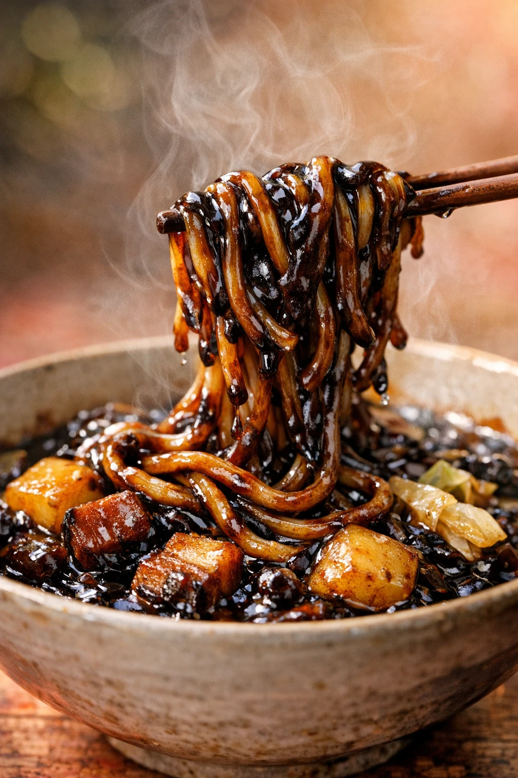Jjajangmyeon: Glossy Black Bean Noodles with Caramelized Chunjang