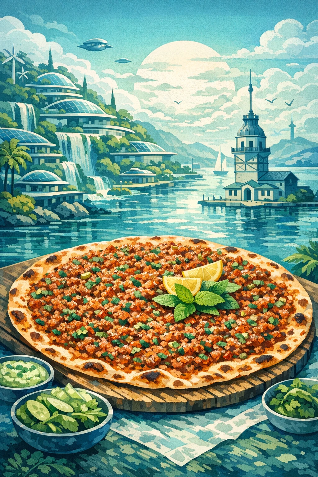 Lahmacun: Paper-Thin Turkish Flatbread with Spiced Lamb & Roasted Pepper