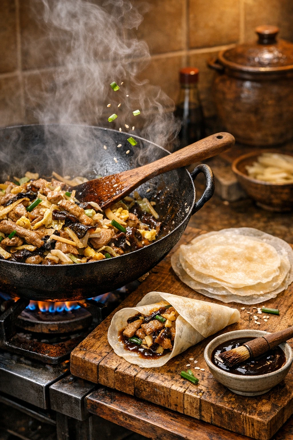 Moo Shu Pork with Hand-Rolled Mandarin Pancakes