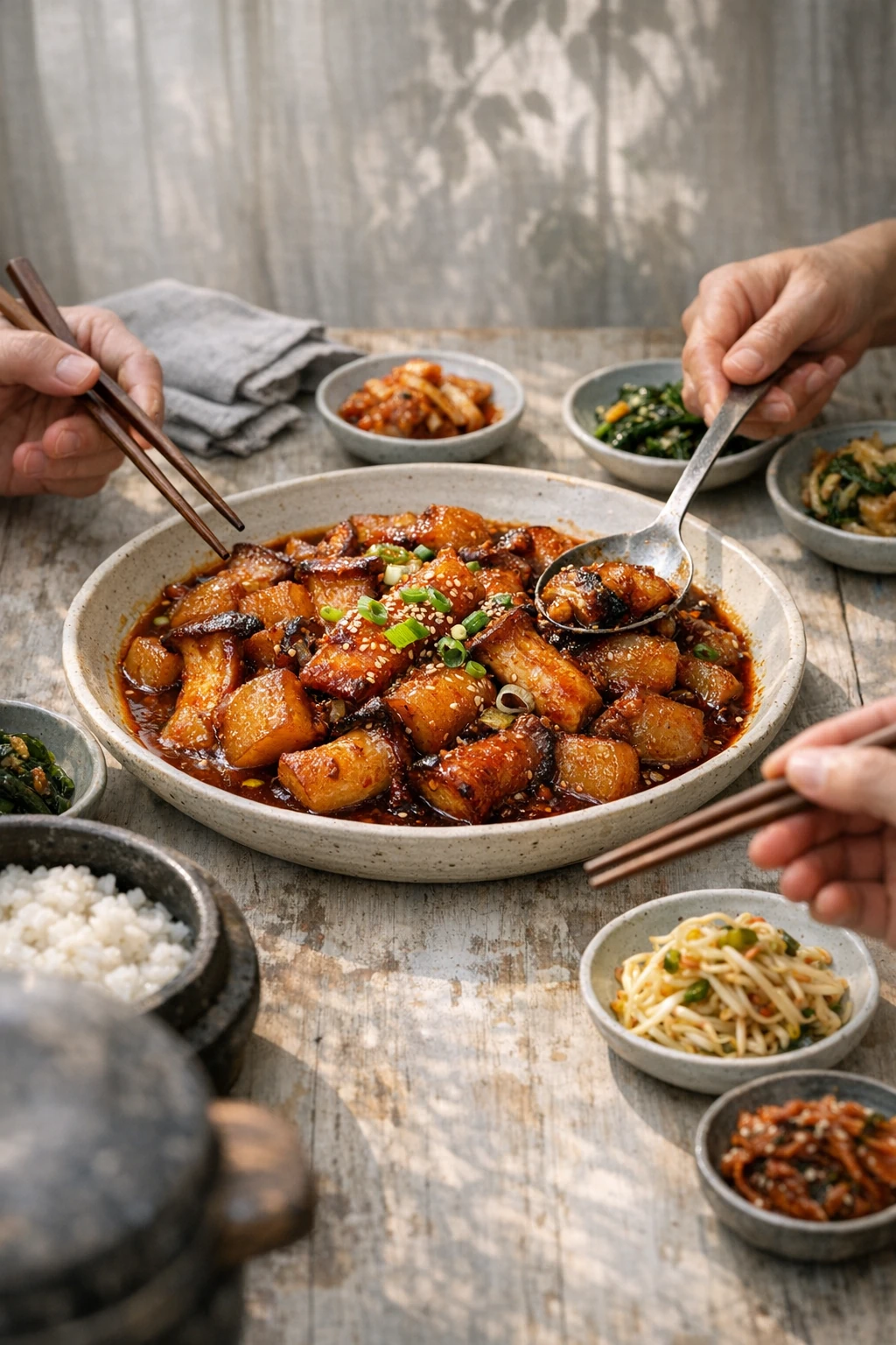 Mushroom Kkongchi Jorim: Braised King Oyster and Radish in Soy-Gochugaru Sauce