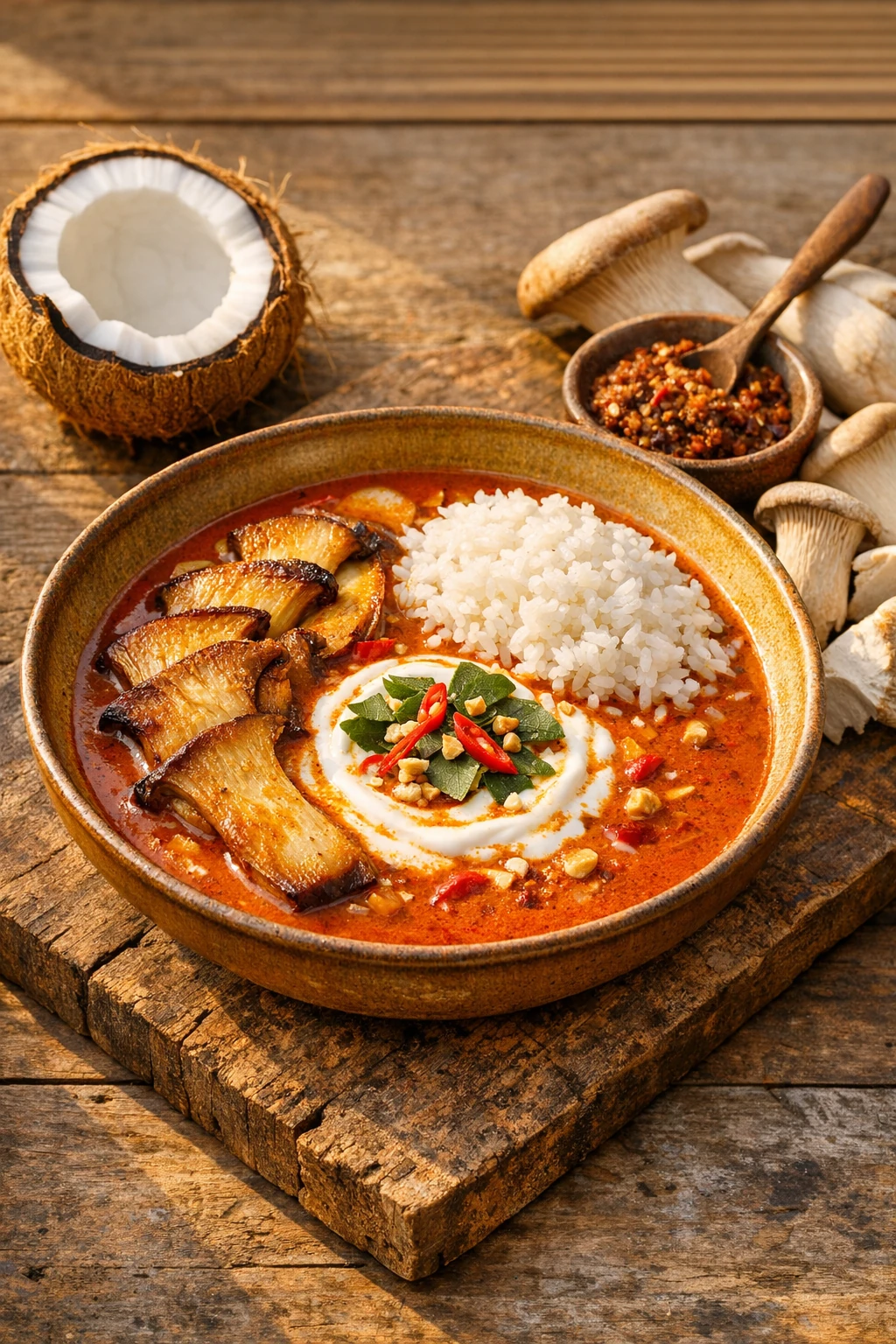 Panang Curry with Slow-Braised King Oyster 'Beef'