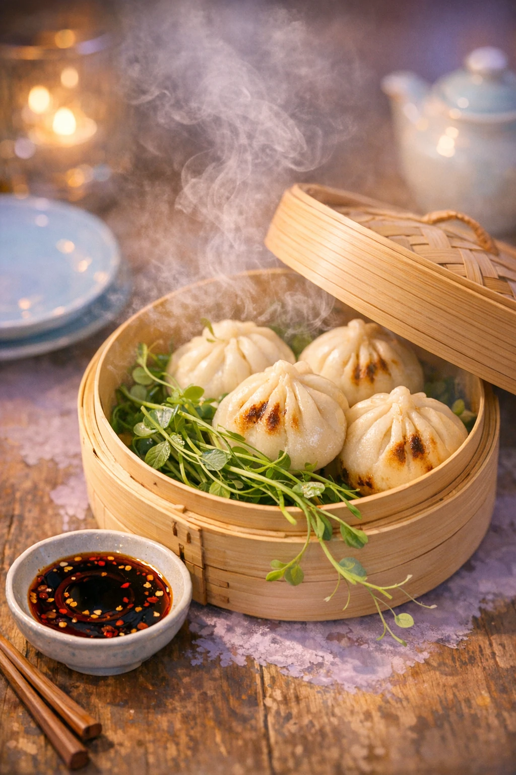 Spring Baozi: Fluffy Steamed Pork Buns with Pea Shoots